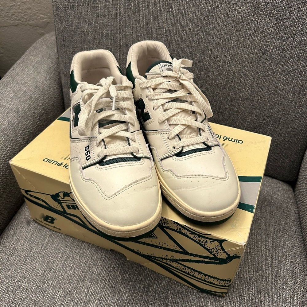 Aime Leon Dore X New Balance 550 SIZE 8 - Green and White